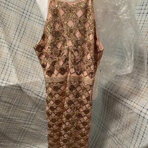 Gold beaded and Baby Pink Mini Dress